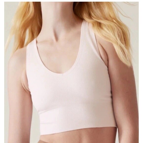 ATHLETA Aurora Seamless Crop Rib Tank Top Size XS Light Pink NEW Athleisure Gym - Picture 1 of 7